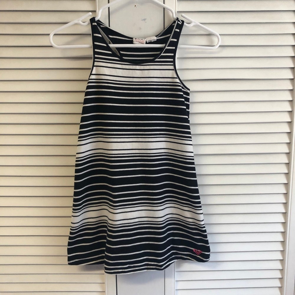 Roxy size 7 black & white striped racer back tank dress